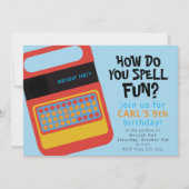 電子しゃべる&つづるおもちゃパーティーデザイン 招待状 (正面)