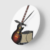 電子ギターとアンプ ラウンド壁時計 (傾斜)