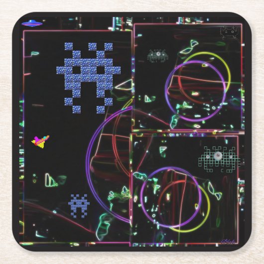 電子ゲームの滝 スクエアペーパーコースター (正面)