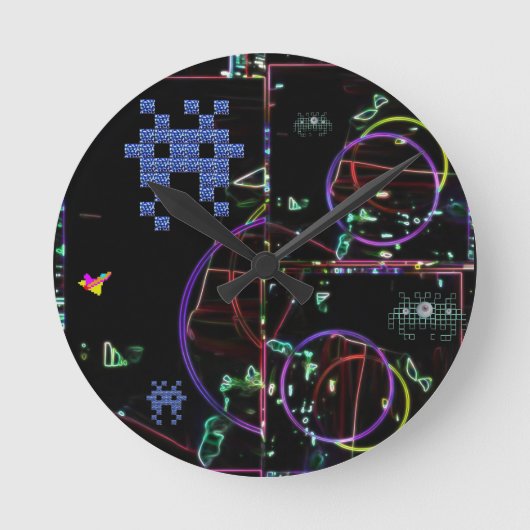 電子ゲームの滝 ラウンド壁時計 (正面)