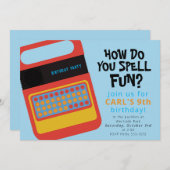 電子スピーキング＆スペリングおもちゃパーティーデザイン 招待状 (正面/裏面)