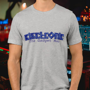 電子ブルーPCBスタイルガジェットマンTシャツ トライブレンドTシャツ
