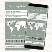 電子ボーディングパス宛先セージグリーン セーブザデート