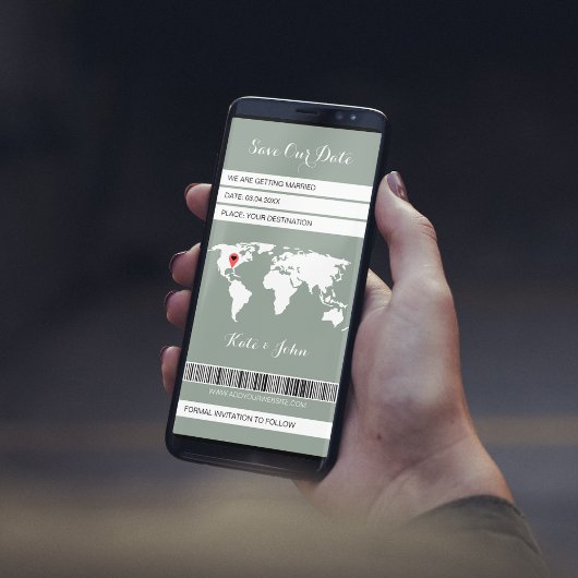 電子ボーディングパス宛先セージグリーン セーブザデート