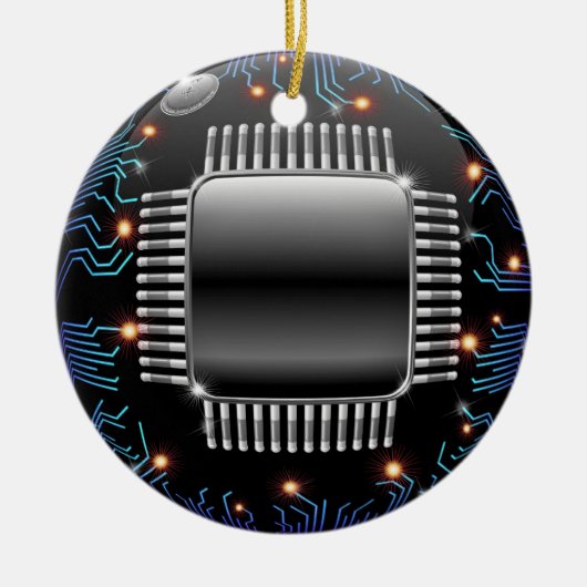 電子マザーボード回路オーナメント セラミックオーナメント (正面)