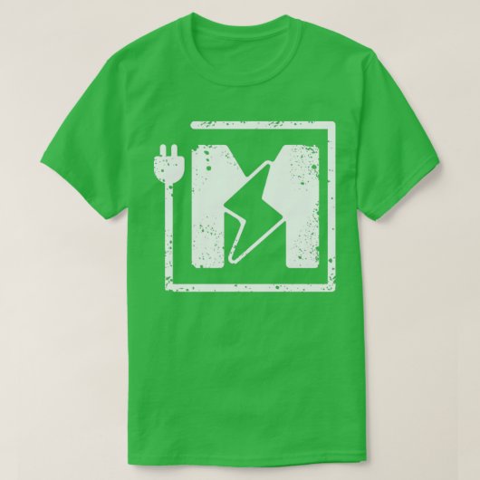 電子レターM電気工事士又は電気縁起 Tシャツ (デザイン正面)