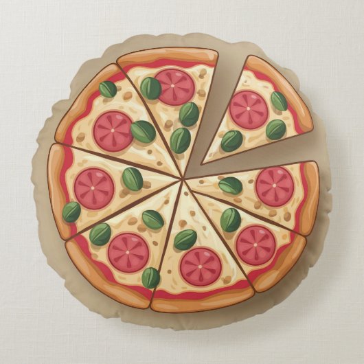 電子レンジ付き丸ペペロニピザ枕レシピ ラウンドクッション (正面)