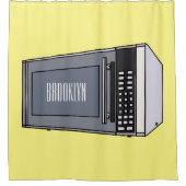 電子レンジ漫画イラストレーション シャワーカーテン (正面)