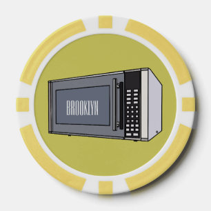 電子レンジ漫画イラストレーション ポーカーチップ