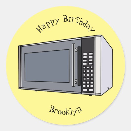 電子レンジ漫画イラストレーション ラウンドシール (正面)