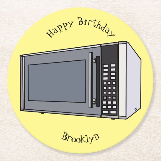 電子レンジ漫画イラストレーション ラウンドペーパーコースター (正面)