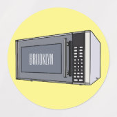 電子レンジ漫画イラストレーション ラベル (デザイン2)