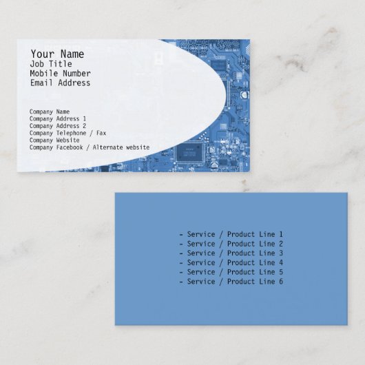 電子回路ブルー名刺 名刺 (正面/裏面)