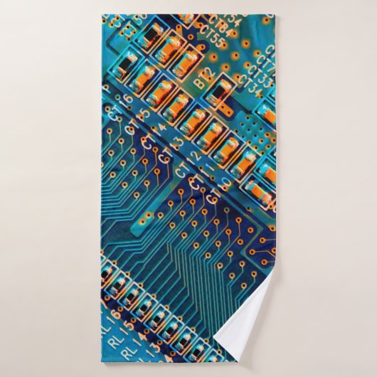 電子回路基板が閉じる。コンピューター,半導体 バスタオル (バスタオル)