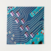 電子回路基板が閉じる。背景，イノシシ タペストリー (正面(横))