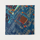 電子回路基板が閉じる。電子、マイクロ タペストリー (正面(横))