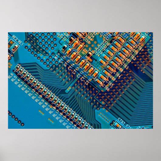 電子回路基板のクローズアップ。コンピューター、半導体 ポスター (正面)
