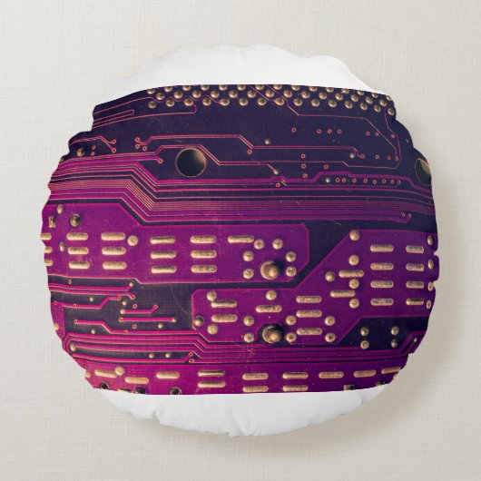 電子回路基板の抽象芸術背景。コンパクト ラウンドクッション (正面)