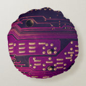電子回路基板の抽象芸術背景。コンパクト ラウンドクッション (裏面)