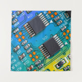 電子回路基板クローズアップ。背景、ボーア タペストリー (正面(横))