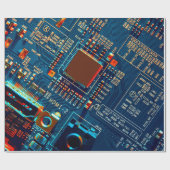 電子回路基板クローズアップ。電子、電子 ラッピングペーパー (フラット)