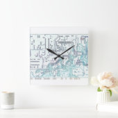 電子回路板 スクエア壁時計 (ホーム)