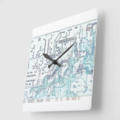 電子回路板 スクエア壁時計 (傾斜)