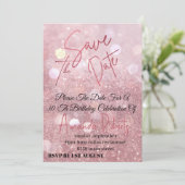 電子的なSave the Date（おめでたい日程の事前告知）, ローズゴールド グリッター デジタ 招待状 (スタンド正面)