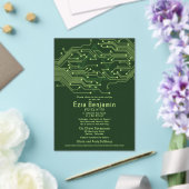 電子計算機回路基板バー（ユダヤ教の）バル・ミツバー アクリル招待状 (インサイチュ (ウェディング))