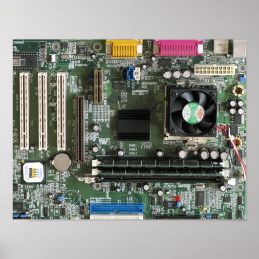 電子部品の古いマザーボードプリント ポスター (正面)