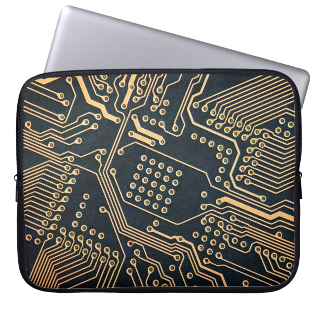 電子部品、コンピュータカードのクローズアップ、掘り ラップトップスリーブ (正面)