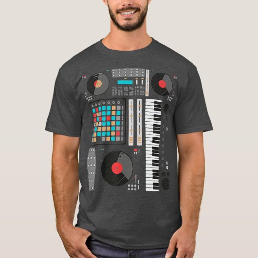 電子音楽シンセサイザテクノ音楽DJ Tシャツ (正面)