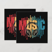 電子音楽好きのDJヴィンテージヘッドフォン 招待状 (正面/裏面)