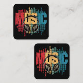 電子音楽愛好家DJヴィンテージヘッドフォン スクエア名刺 (正面/裏面)