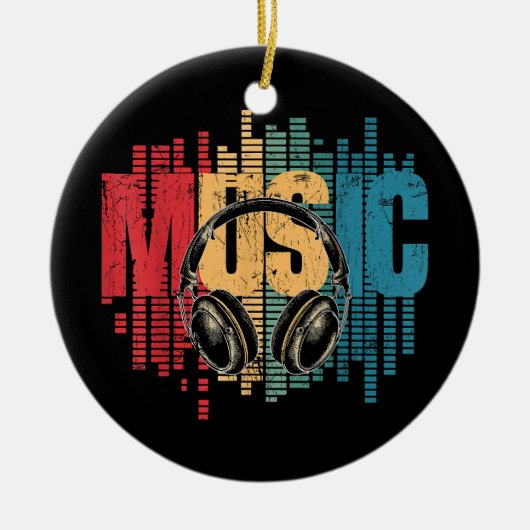 電子音楽愛好家DJヴィンテージヘッドフォン セラミックオーナメント (正面)