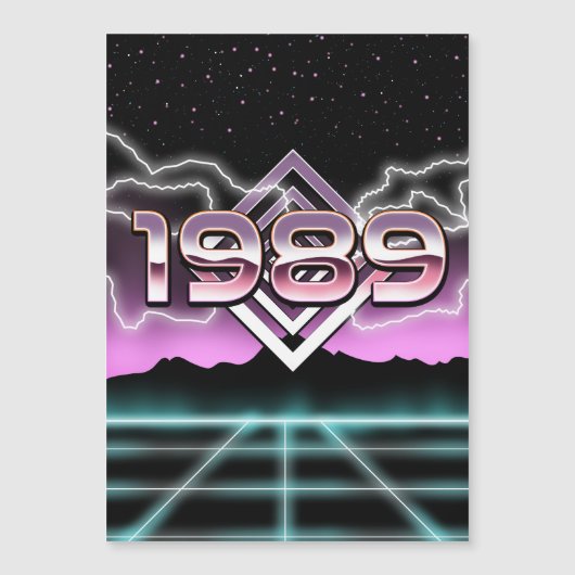 電子1989フォトプリントクラシックラウンドステッカー マグネット招待状 (正面)