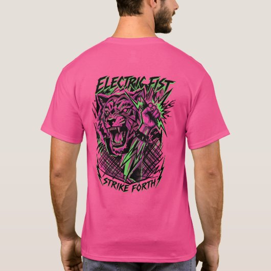 電撃タイガーシャツ – ネオンサイバーパンクタイガー Tシャツ (裏面)