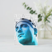 電極のキャップを被った男性のイラストレーション ポストカード (スタンド正面)