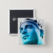 電極の帽子を身に着けている人のイラストレーション 缶バッジ (正面&裏面)