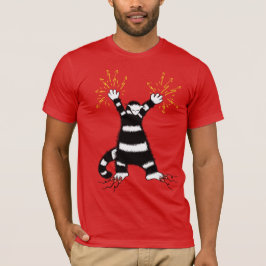 電気おもしろい猫キャラクター高電圧 Tシャツ