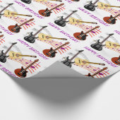 電気およびアコースティックギター音楽は誕生日に注意します ラッピングペーパー (角)