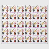 電気およびアコースティックギター音楽は誕生日に注意します ラッピングペーパー (フラット)