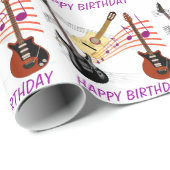 電気およびアコースティックギター音楽は誕生日に注意します ラッピングペーパー (ロールコーナー)
