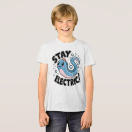 電気くんのキュートな電気クラゲデザイン トライブレンドTシャツ