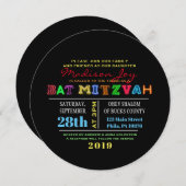 電気だ！ネオングローバー（ユダヤ教の）バル・ミツバー招待状 招待状 (正面/裏面)