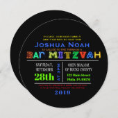 電気だ!ネオングローバー(ユダヤ教の)バル・ミツバー招待状 招待状 (正面/裏面)