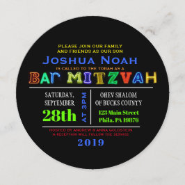 電気だ！ネオングローバー（ユダヤ教の）バル・ミツバー招待状 招待状