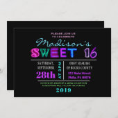 電気だ!ネオングローSweet sixteen招待状 招待状 (正面/裏面)