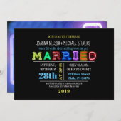 電気だ!ネオン標識結婚式招待状 招待状 (正面/裏面)