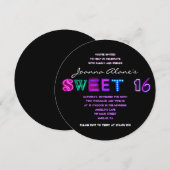 電気だ！ネオン標識Sweet sixteen招待状 招待状 (正面/裏面)